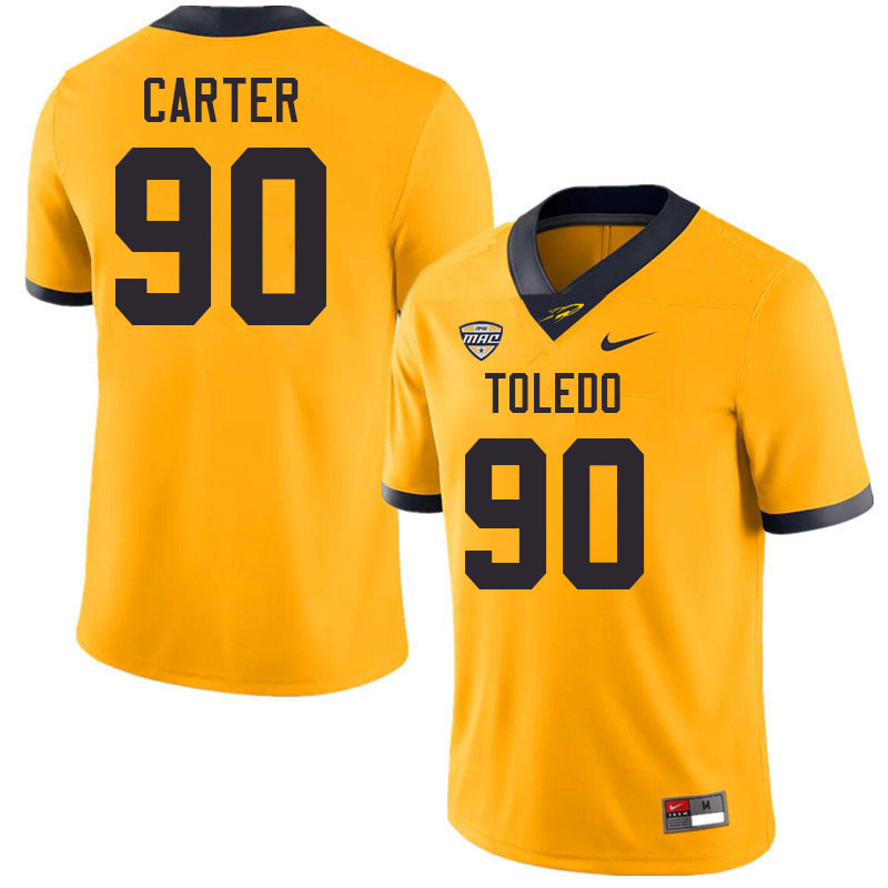 Toledo Rockets #90 Esean Carter College Football Jerseys Stitched Sale-Gold